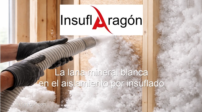 lana mineral blanca en el aislamiento por insuflado